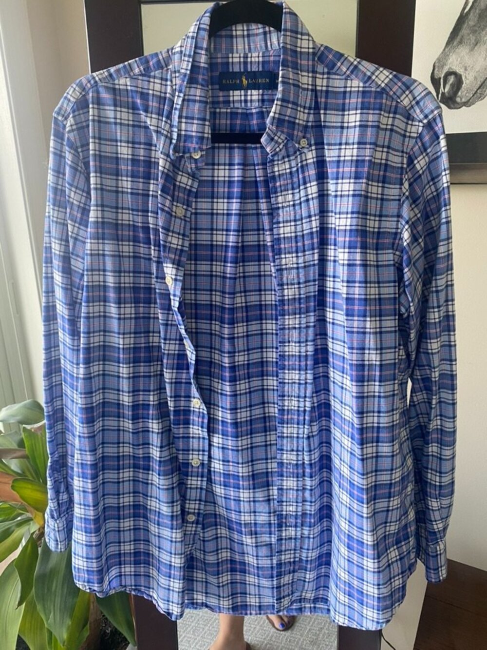 Polo Ralph Lauren Men’s Plaid Button-Down | Navy, Blue & Pink | Embroidered Pony